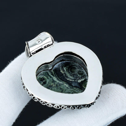 Green Kambaba Jasper Heart Pendant