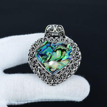Blue-Green Abalone Shell Heart Pendant