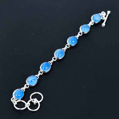 Blue Chalcedony Sterling Silver Bracelet