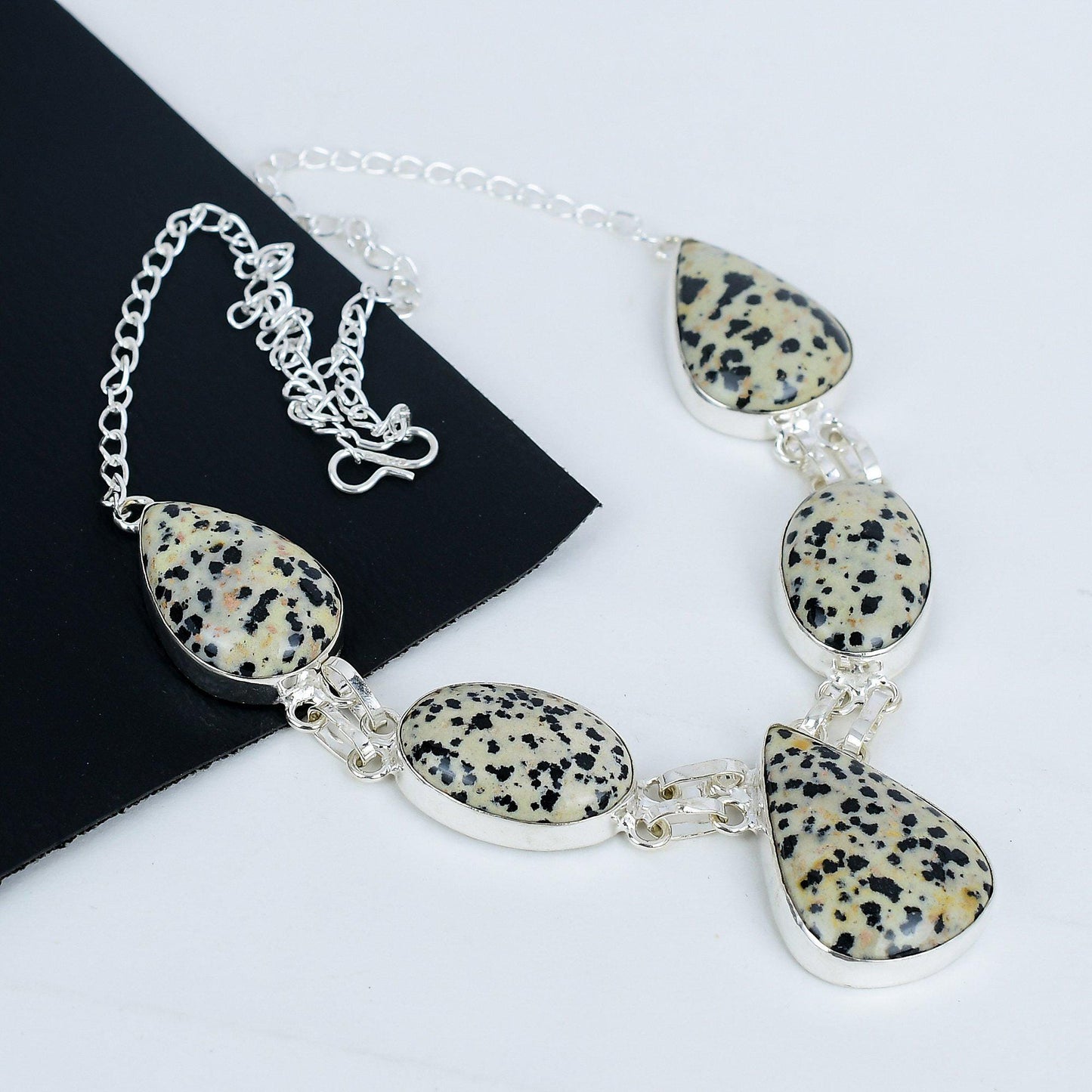 Beige Dalmatian Jasper Gemstone Necklace