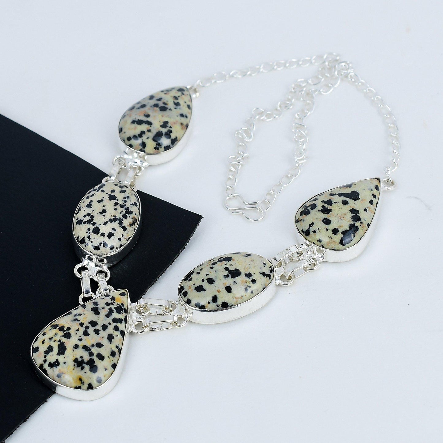 Beige Dalmatian Jasper Gemstone Necklace