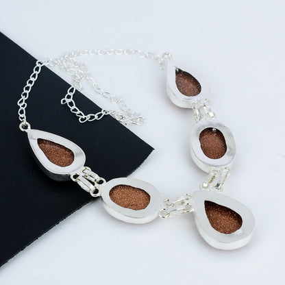Orange Sunstone Sterling Silver Necklace
