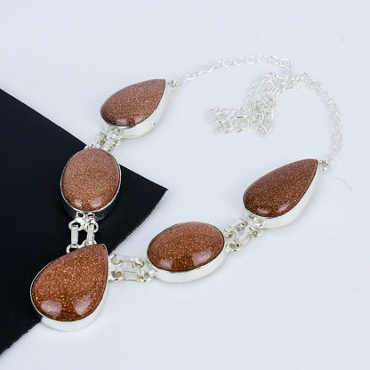 Orange Sunstone Sterling Silver Necklace
