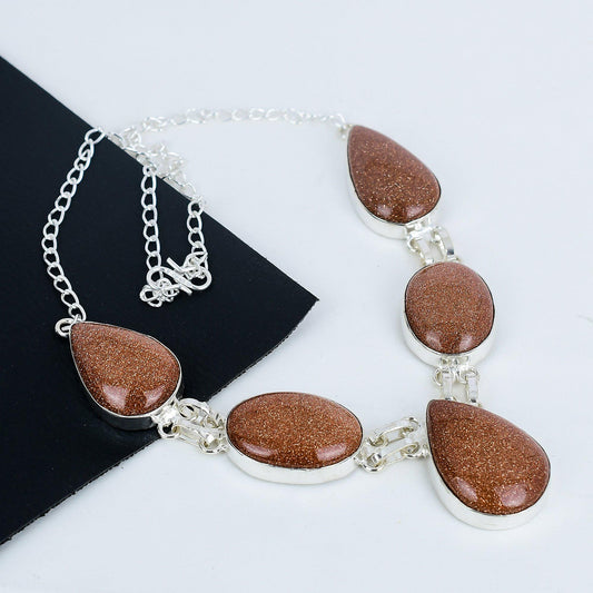 Orange Sunstone Sterling Silver Necklace