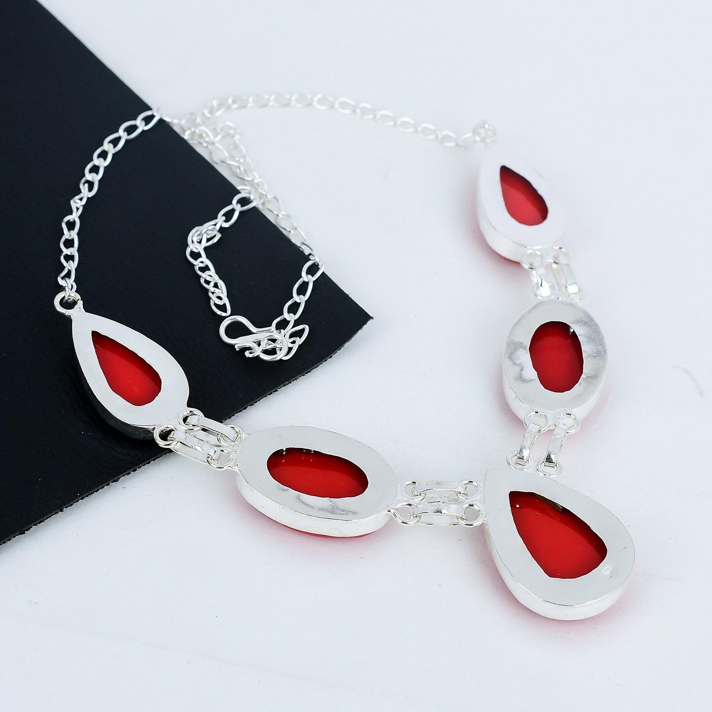 Red Coral Sterling Silver Necklace