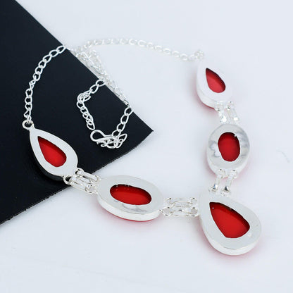 Red Coral Sterling Silver Necklace