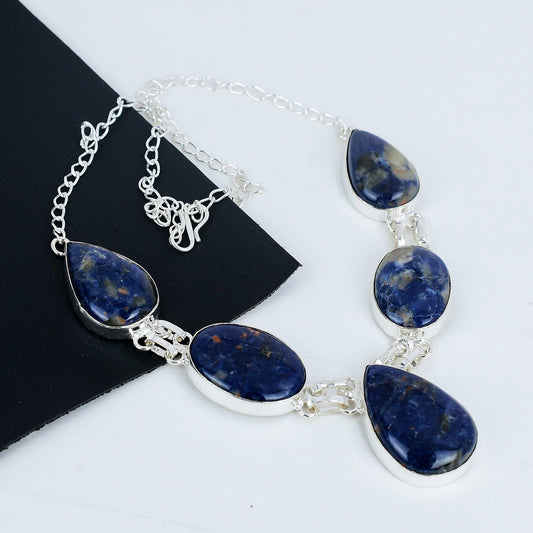 Blue Sodalite Sterling Silver Necklace