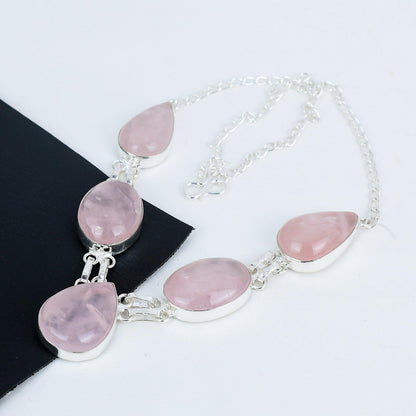 Rose Quartz Sterling Silver Necklace