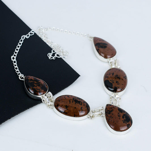 Mahogany Obsidian Sterling Silver Necklace