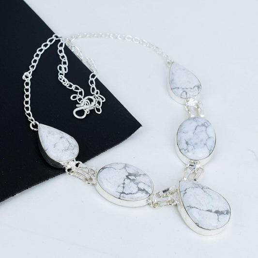 White Howlite Gemstone Necklace