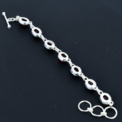 Red Carnelian Sterling Silver Bracelet