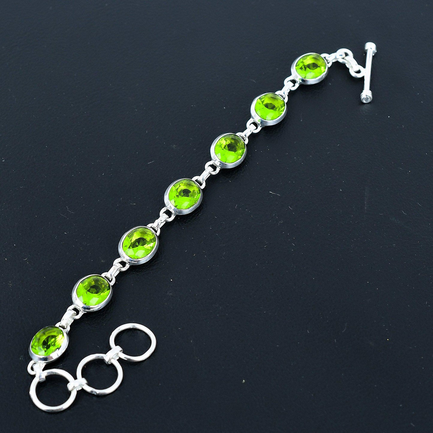 Green Peridot Sterling Silver Bracelet