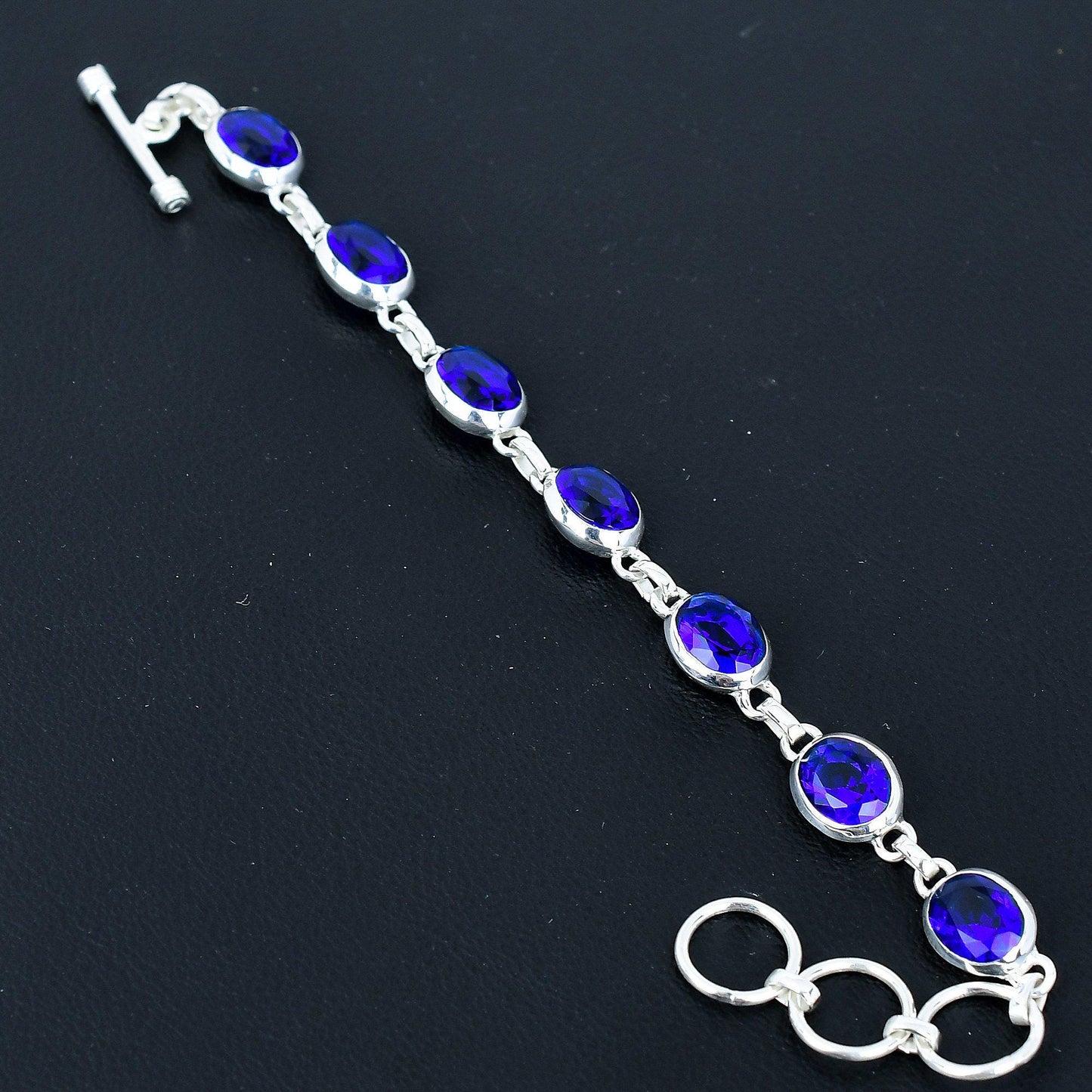 Blue Sapphire Sterling Silver Bracelet