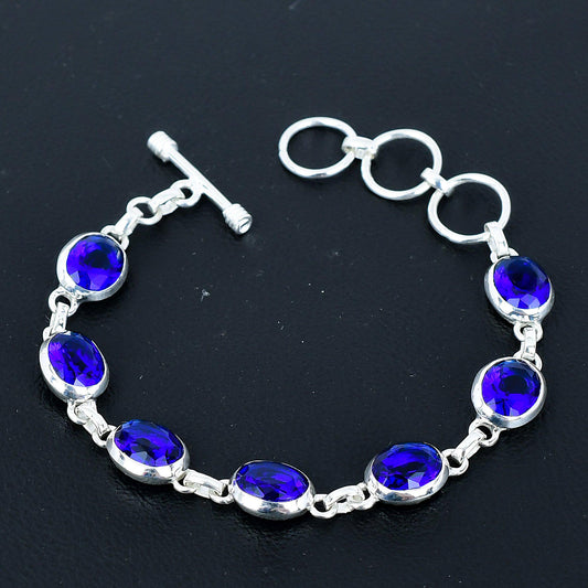 Blue Sapphire Sterling Silver Bracelet