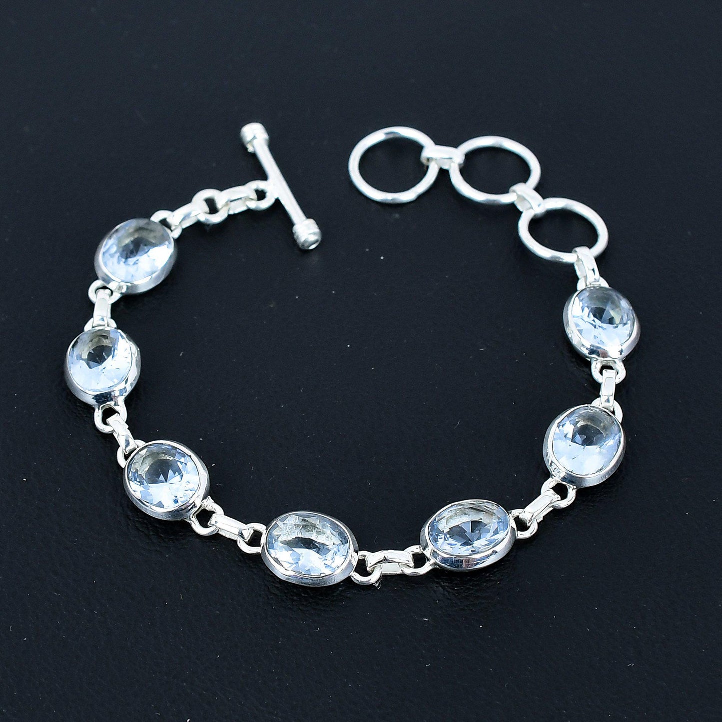 White Topaz Adjustable Sterling Silver Bracelet