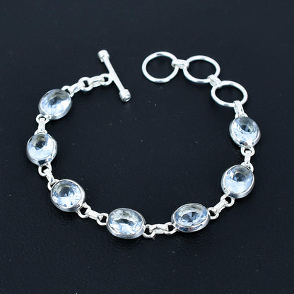 White Topaz Adjustable Sterling Silver Bracelet