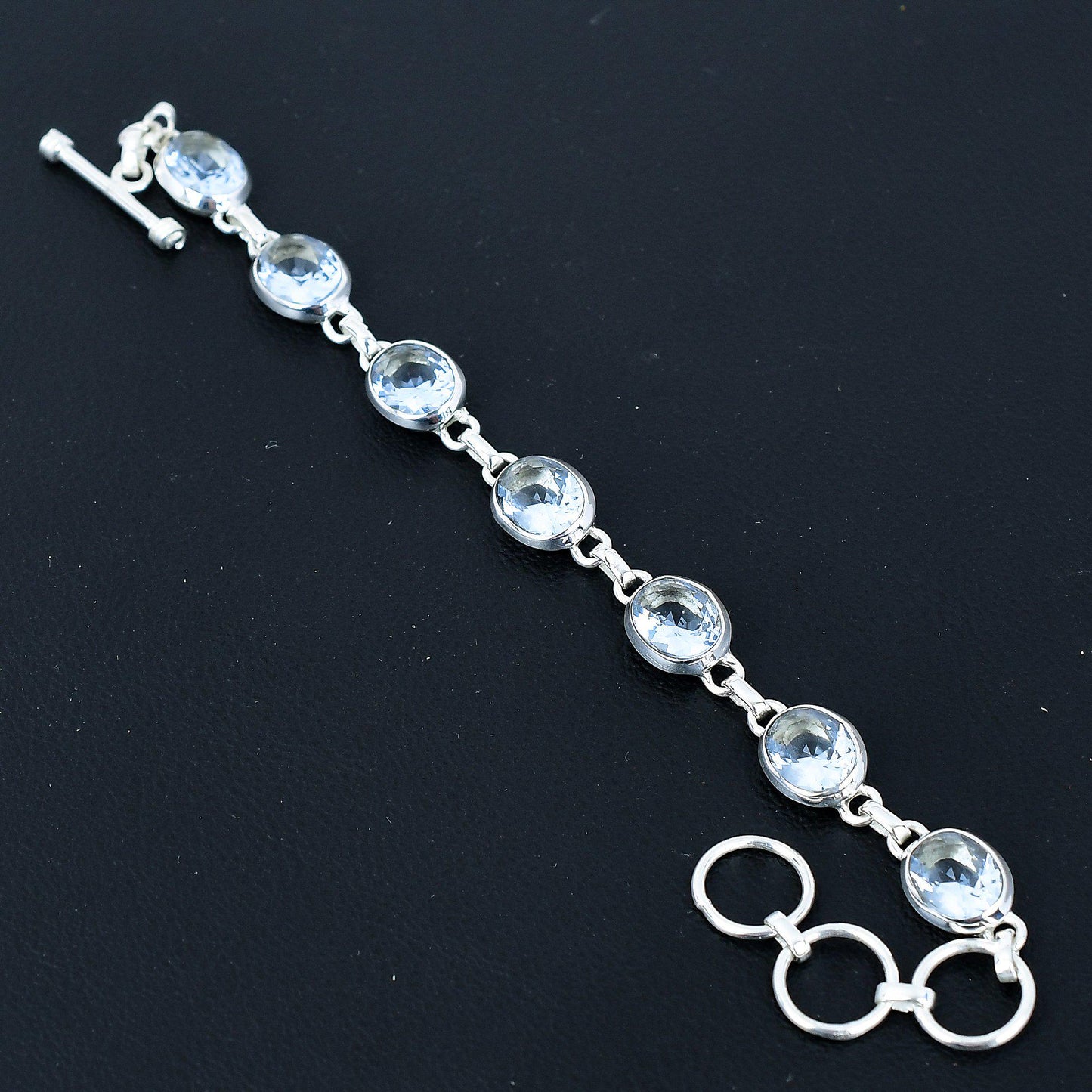 White Topaz Adjustable Sterling Silver Bracelet