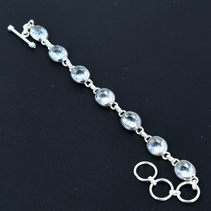 White Topaz Adjustable Sterling Silver Bracelet