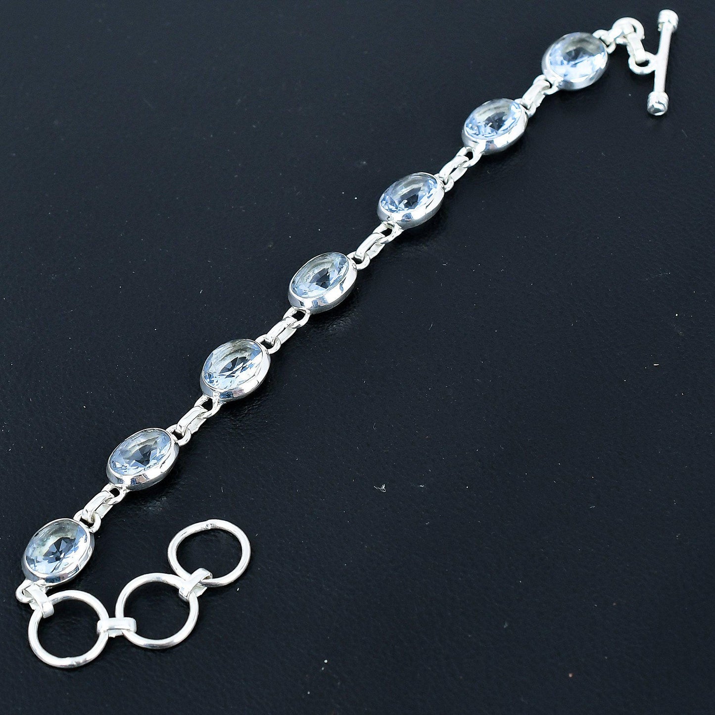 White Topaz Adjustable Sterling Silver Bracelet