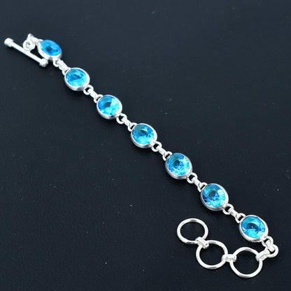 Swiss Blue Topaz Sterling Silver Adjustable Bracelet