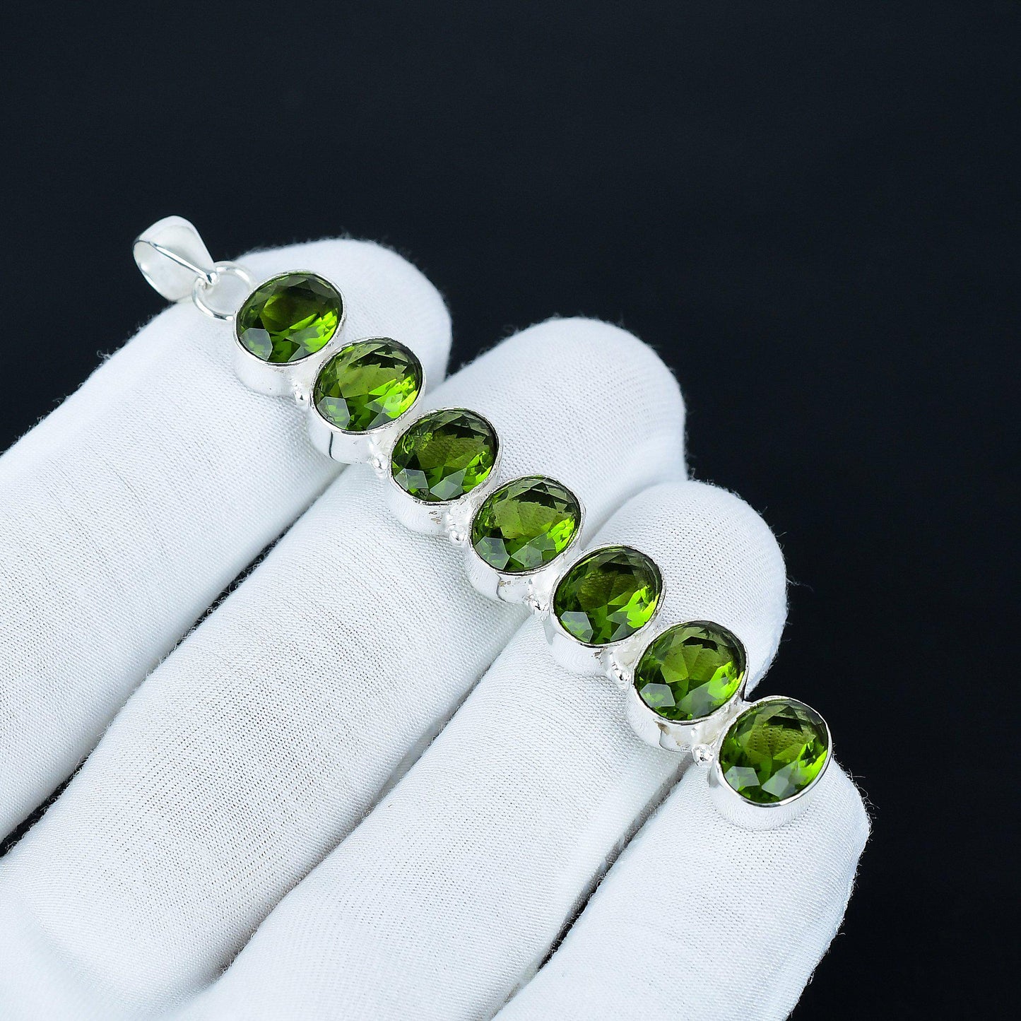 Green Peridot 925 Silver Pendant