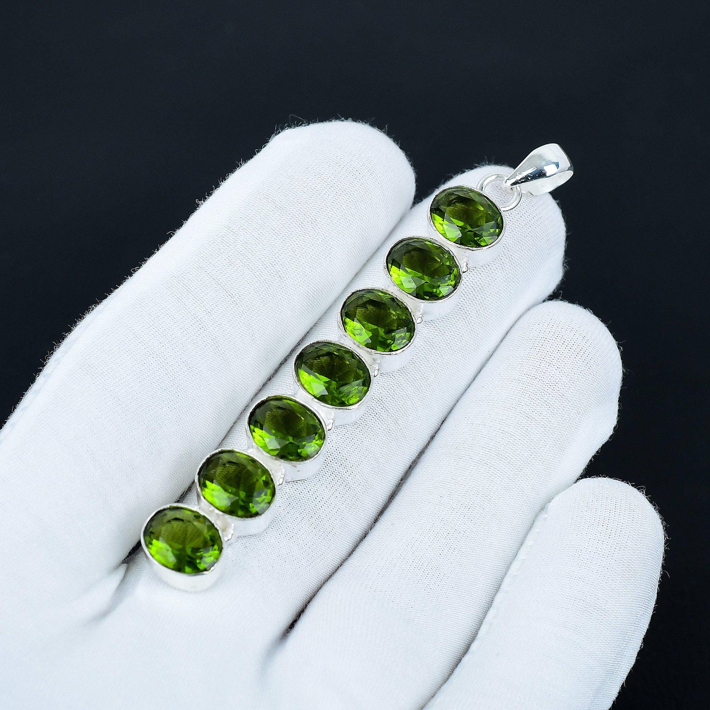 Green Peridot 925 Silver Pendant