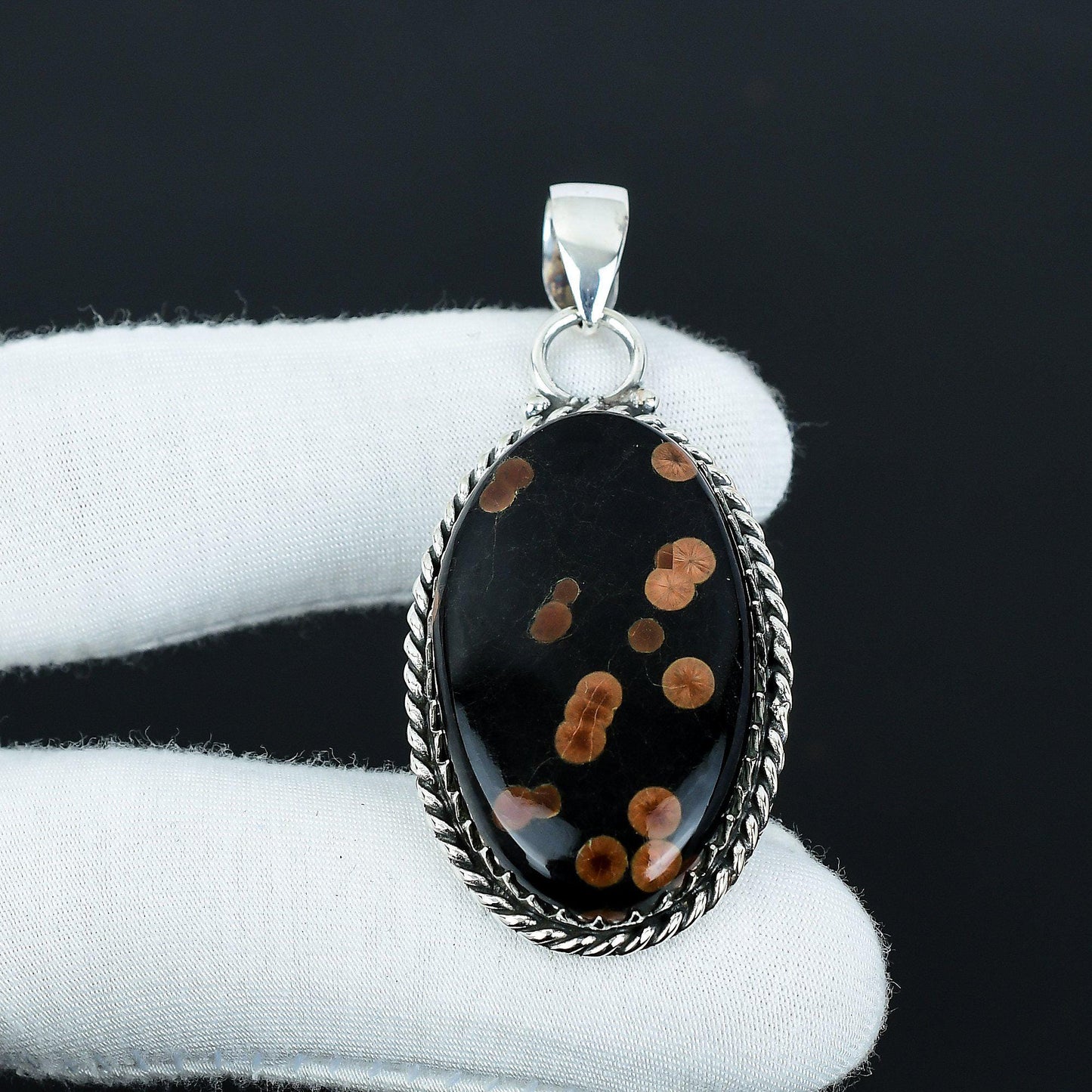 Grey Picasso Jasper Gemstone Pendant