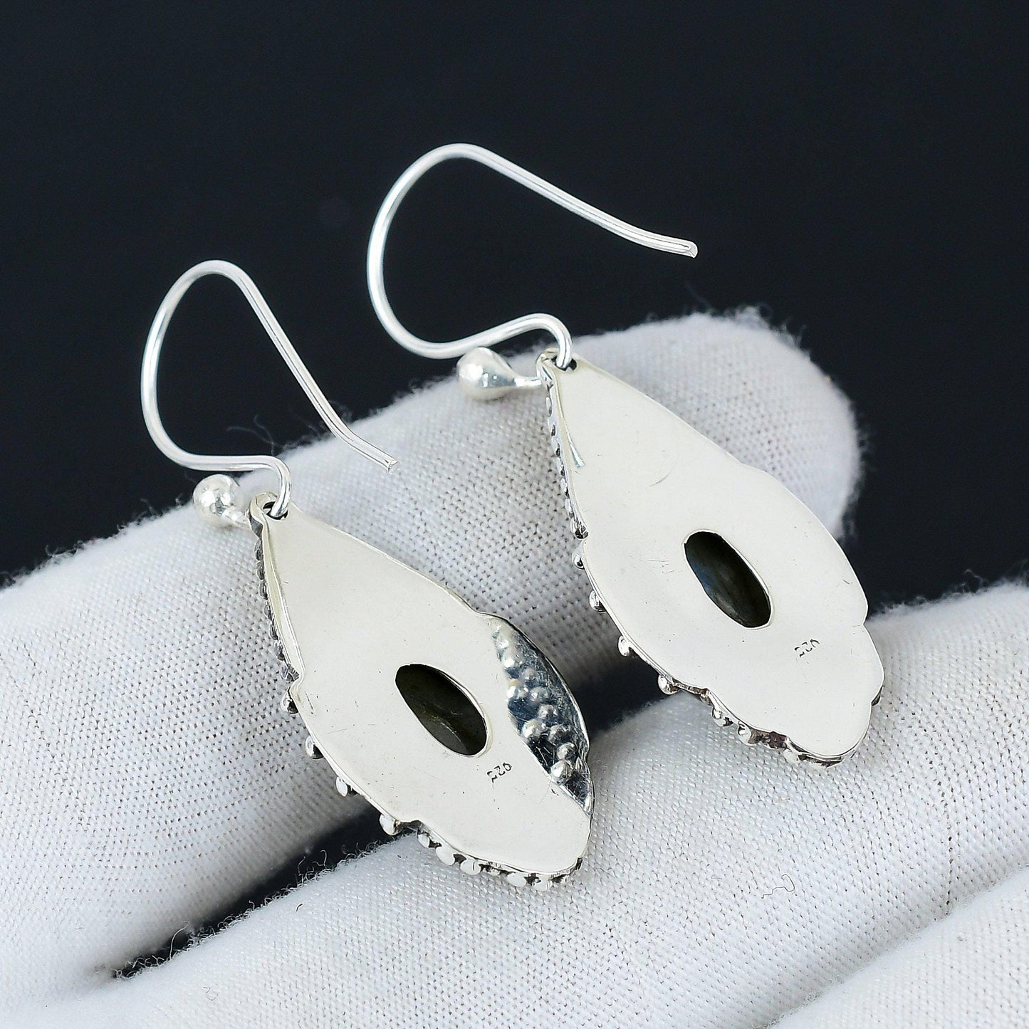 Blue Fire Labradorite Gemstone Earrings