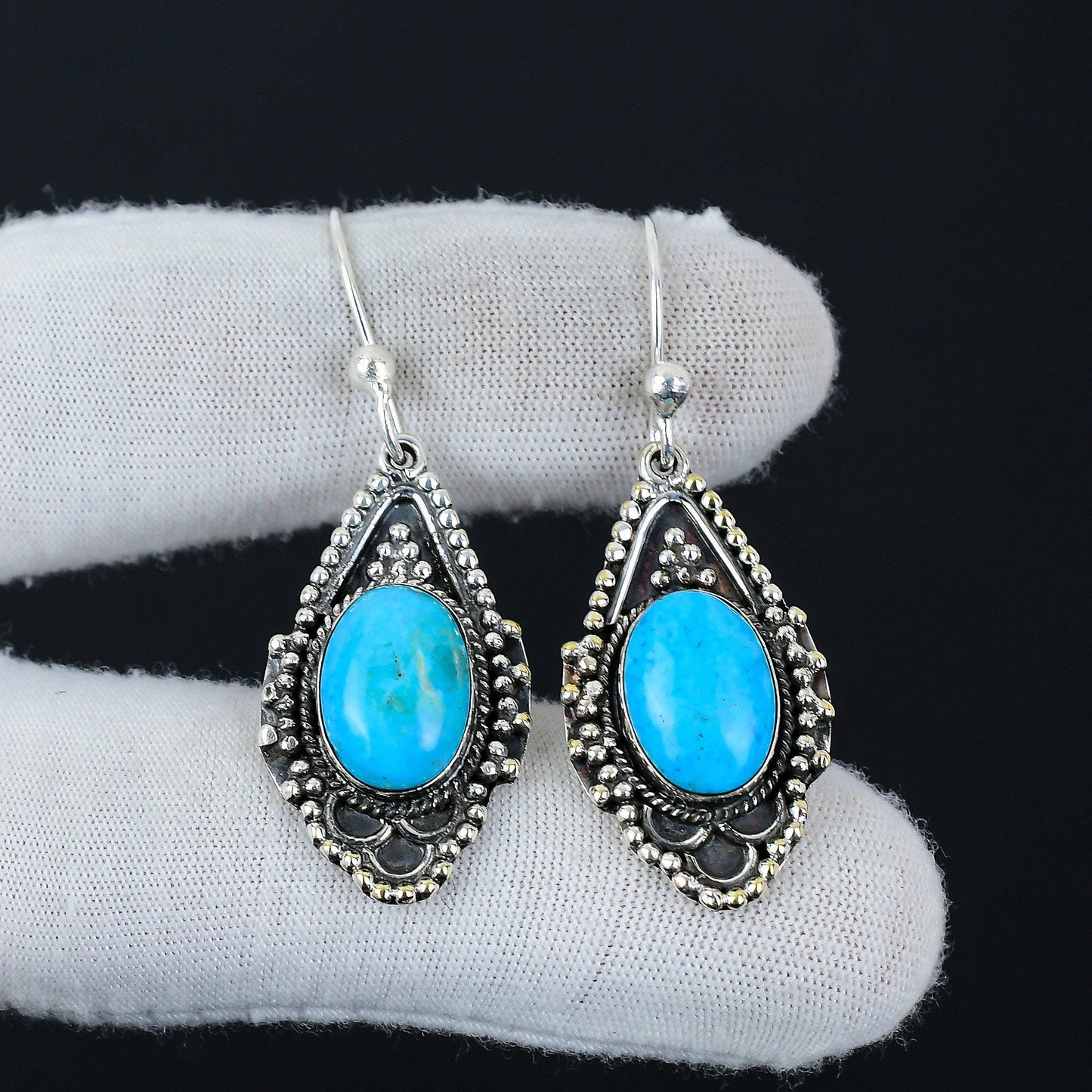 Turquoise Blue Sleeping Beauty Gemstone Earrings