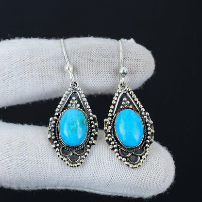 Turquoise Blue Sleeping Beauty Gemstone Earrings
