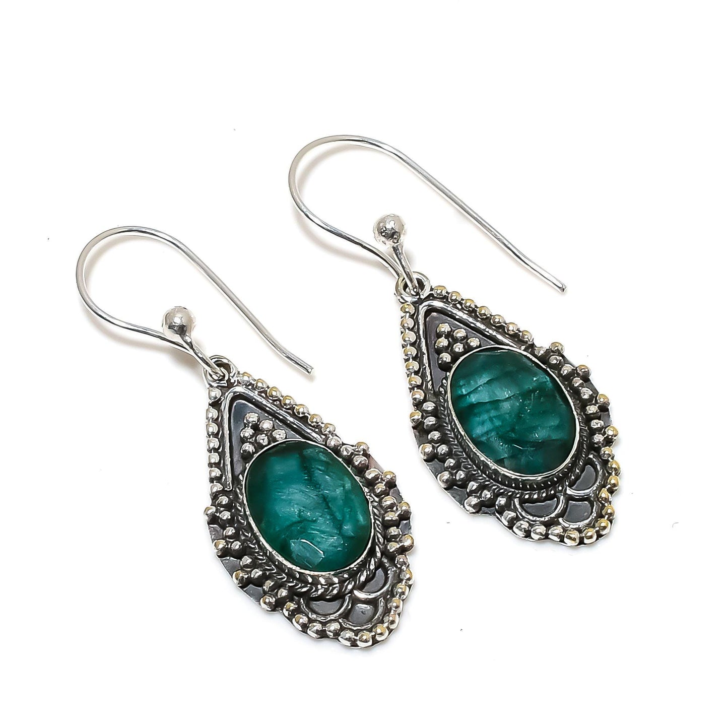 Green Emerald Gemstone Earrings