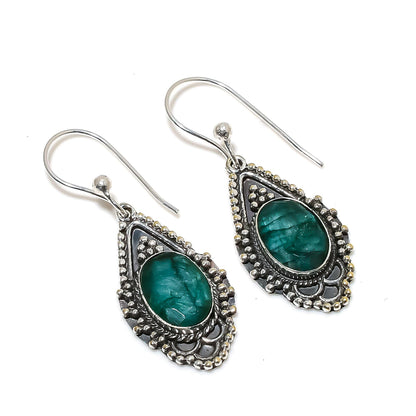 Green Emerald Gemstone Earrings