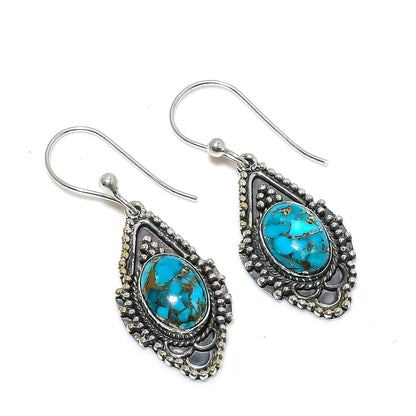 Blue Copper Turquoise Gemstone Earrings