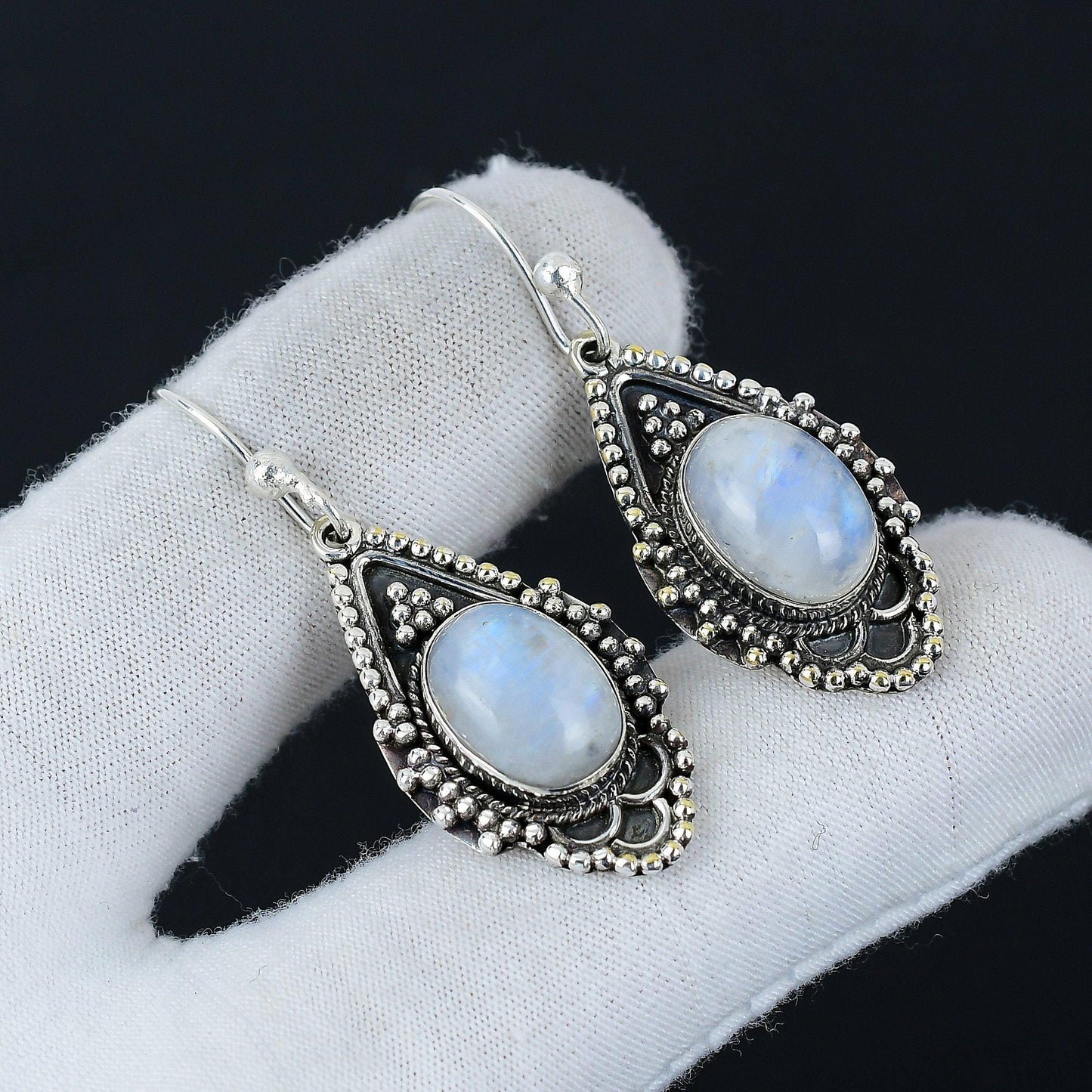 Rainbow Moonstone Gemstone Earrings
