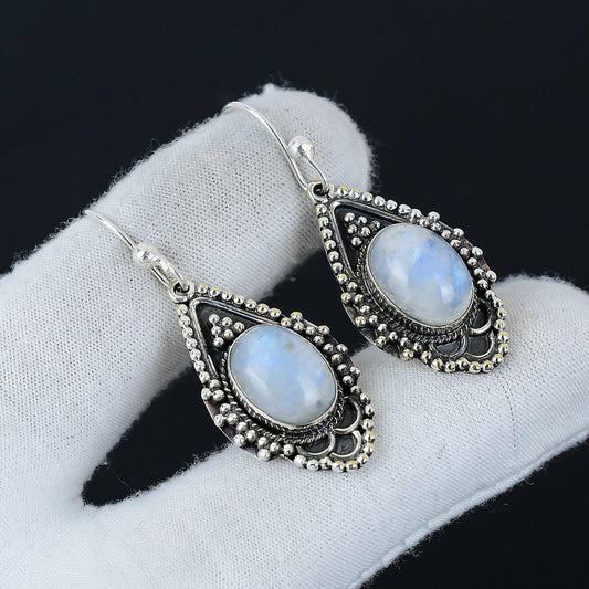 Rainbow Moonstone Gemstone Earrings