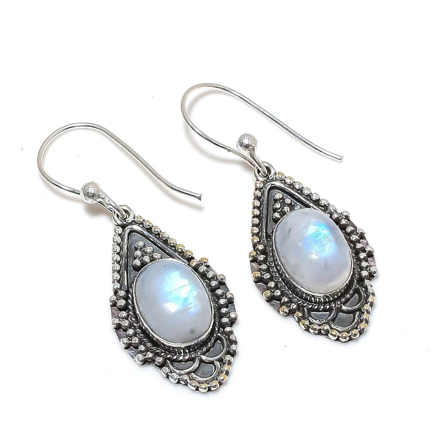 Rainbow Moonstone Gemstone Earrings