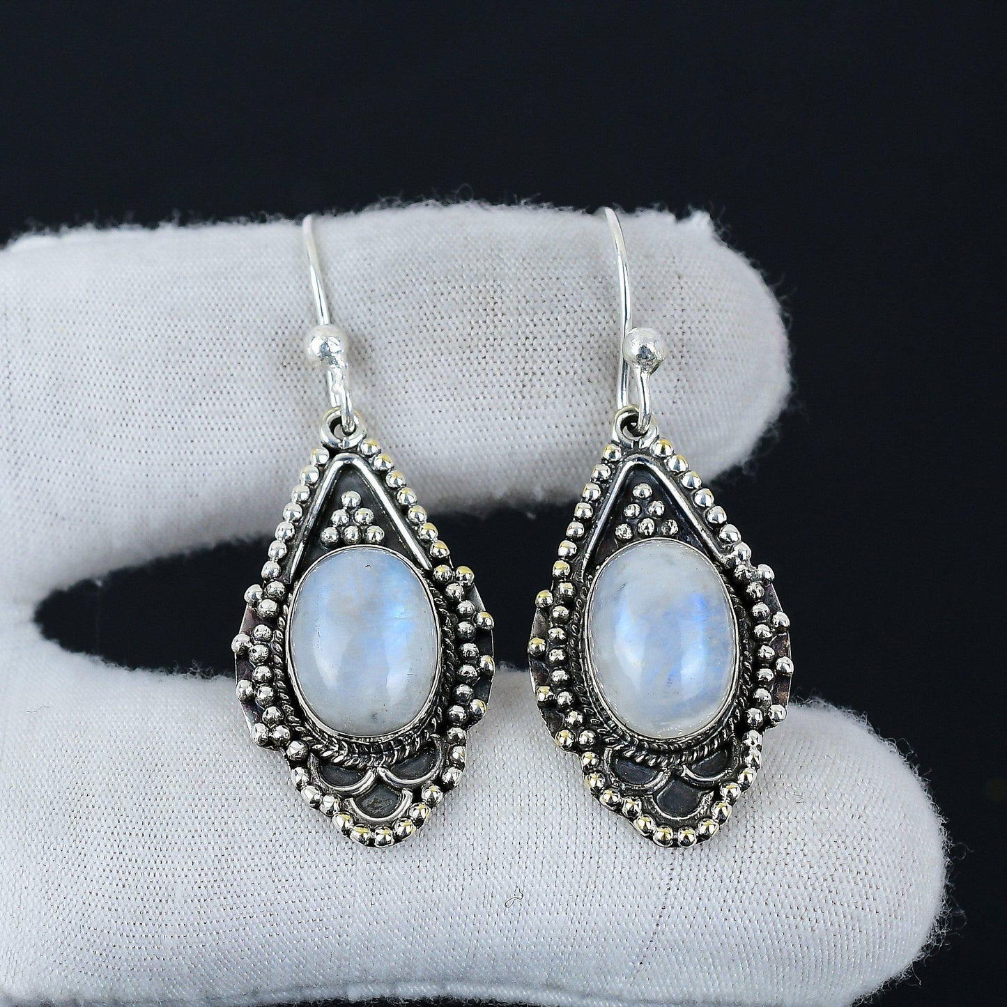 Rainbow Moonstone Gemstone Earrings