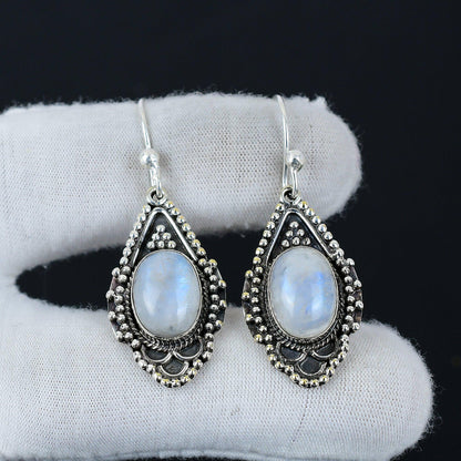 Rainbow Moonstone Gemstone Earrings
