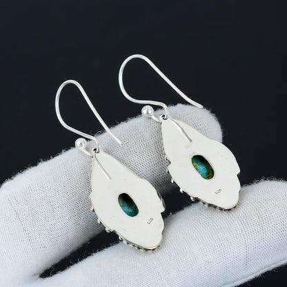 Blue Larimar Gemstone Dangle Earrings