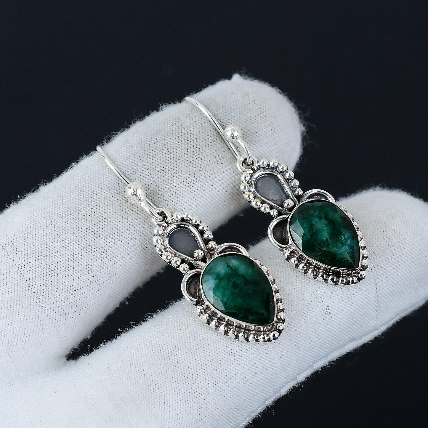 Green Emerald Gemstone Earrings