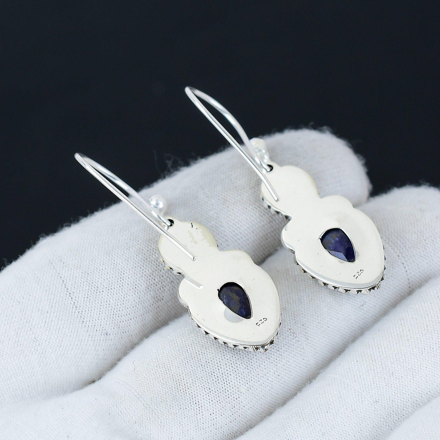 Blue Sapphire Gemstone Drop Earrings