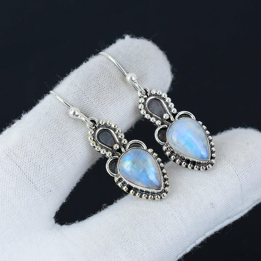 Rainbow Moonstone Gemstone Earring