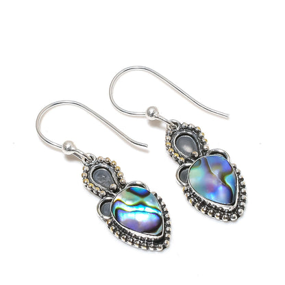 Multicolour Abalone Gemstone Sterling Silver Earrings