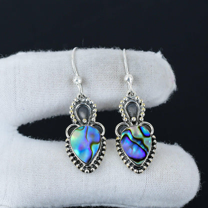 Multicolour Abalone Gemstone Sterling Silver Earrings