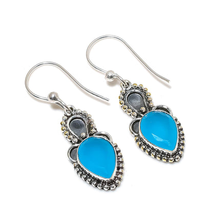Blue Chalcedony Gemstone Earrings