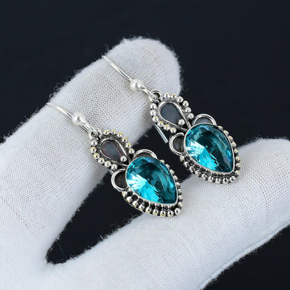 Swiss Blue Topaz Gemstone Earrings