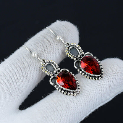 Red Garnet Gemstone Earrings