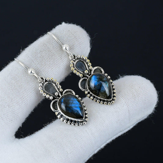 Blue Labradorite Gemstone Earrings