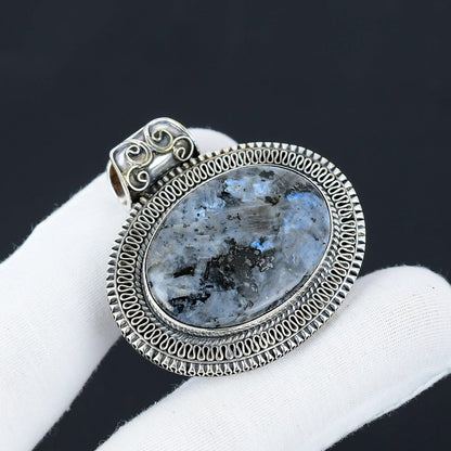 Sterling Silver Grey Larvikite Pendant