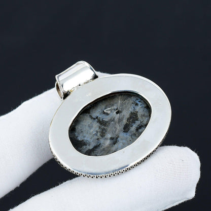 Sterling Silver Grey Larvikite Pendant